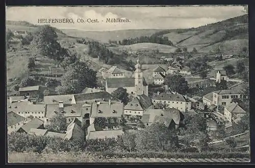 AK Helfenberg /Ob.-Oest, Ortsansicht von einen Berg aus