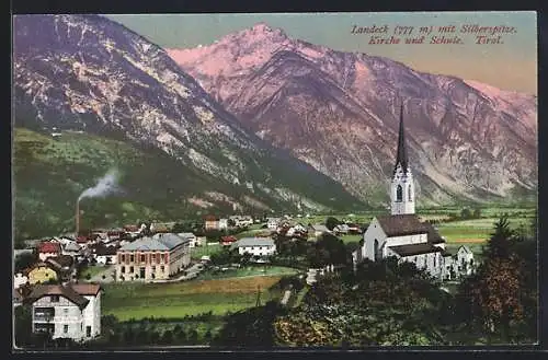 AK Landeck /Tirol, Kirche und Schule mit Silberspitze