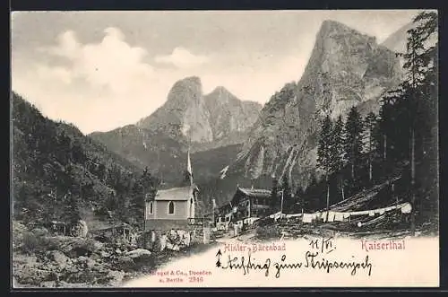 AK Hinter-Bärenbad, Gesamtansicht mit Kirche im Kaiserthal