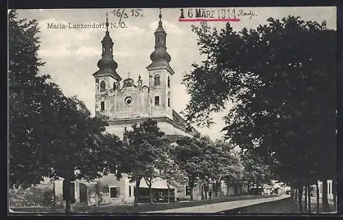 AK Maria-Lanzendorf /N.-Ö., Wegpartie an der Wallfahrtskirche