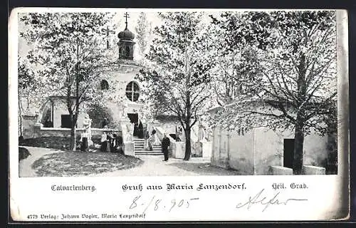 AK Maria Lanzendorf, Kirche auf dem Kalvarienberg