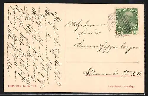 AK Gröbming, Ortspanorama mit Kamm und Stoderzinken