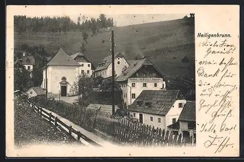 AK Mariazell, Heiligenbrunn mit kleiner Kapelle & Gasthaus