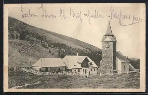 AK Gleinalmschutzhaus, Partie mit Kapelle