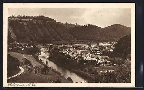 AK Rabenstein /N.-Oe., Totalansicht mit Fluss und Landstrasse aus der Vogelschau