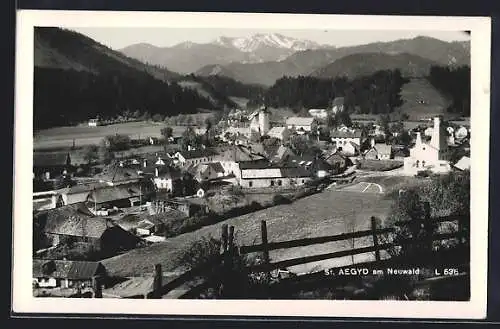 AK St. Aegyd am Neuwald, Ortsansicht gegen die Berge