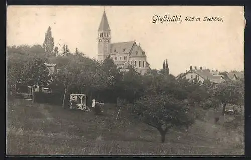 AK Giesshübl, Blick auf Kirche