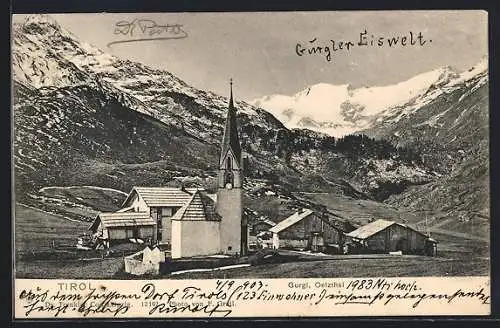 AK Gurgl /Oetztal, Ortsansicht mit Kirche