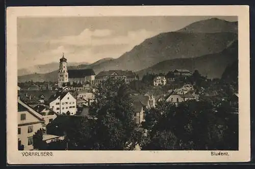 AK Bludenz, Teilansicht von einer kleinen Anhöhe aus gesehen