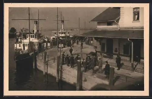 AK Bregenz a. B., Partie am Hafen mit Schiffen
