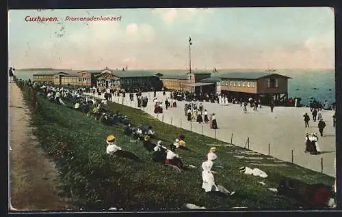 AK Cuxhaven, Belebte Szene zum Promenadenkonzert