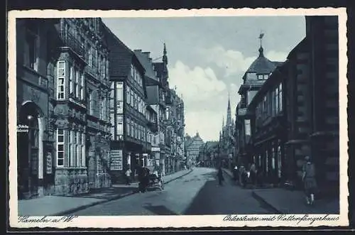 AK Hameln, Osterstrasse mit Rattenfängerhaus