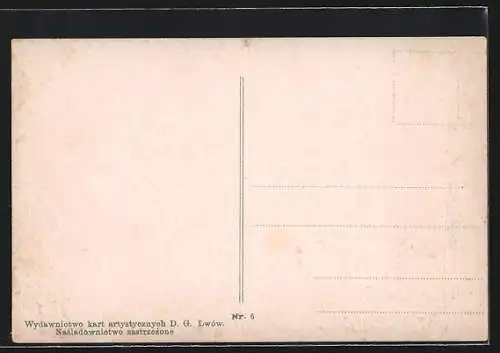 AK Lemberg, Sobieski-Denkmal mit Passanten