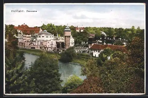 AK Piestany, Panorama mit Wasserturm