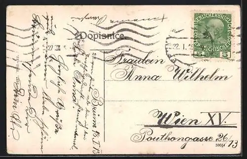 AK Brünn / Brno, Partie am Zentral-Bahnhof, Strassenbahn