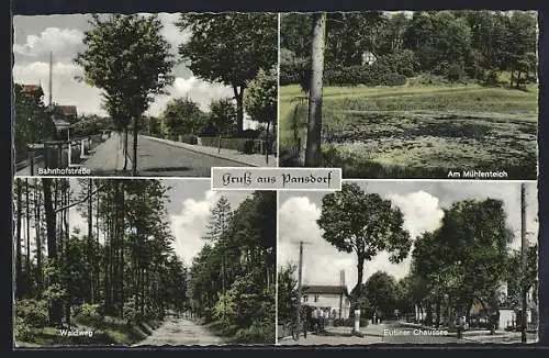 AK Pansdorf, Bahnhofstrasse, Waldweg und Eutiner Chaussee