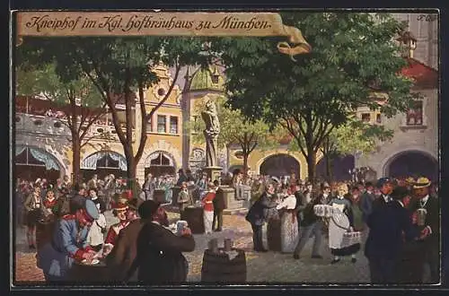 Künstler-AK München, Kneiphof im kgl. Hofbräuhaus