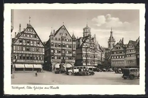 AK Stuttgart, alte Häuser am Markt