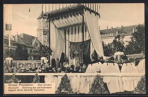 AK Cöln-Neumarkt, XX. Intern. Eucharistischer Congress 1909, Grosse Prozession