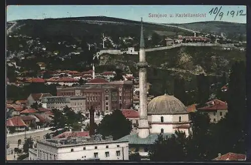 AK Sarajevo, Ansicht mit Kastell