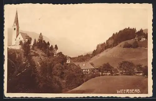 AK Weerberg, Ansicht mit Kirche