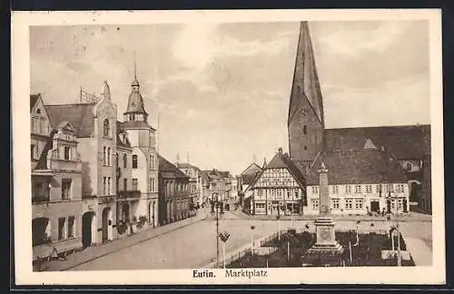 AK Eutin, Marktplatz mit Denkmal