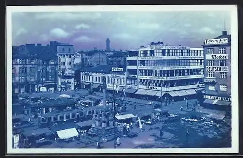 AK Mährisch Ostrau, Blick über den Hauptplatz