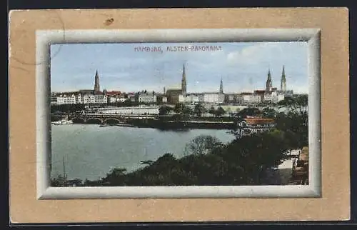 AK Hamburg, Panorama der Alster mit Lombardsbrücke