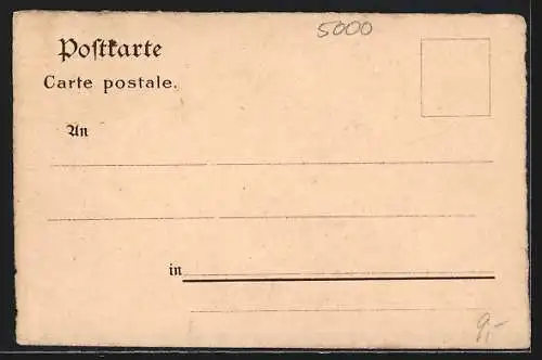 Lithographie Köln-Neustadt, Strassenbahn am neuen Stadttheater