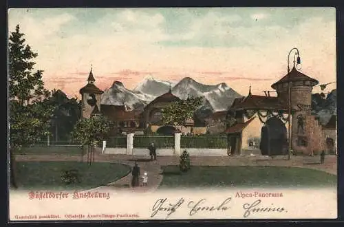 AK Düsseldorf, Ausstellung 1902, Alpen-Panorama