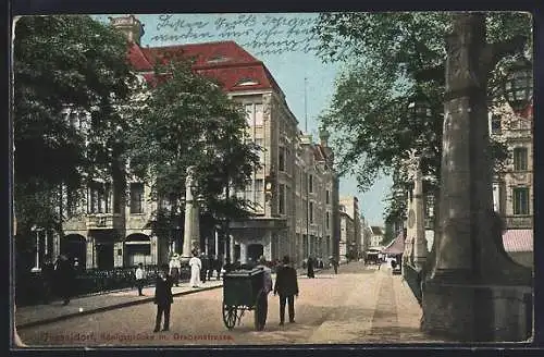 AK Düsseldorf, Königsbrücke mit Grabenstrasse