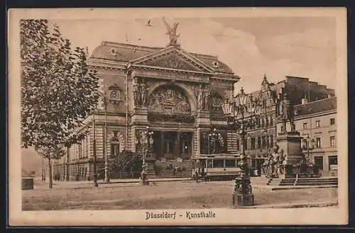 AK Düsseldorf, Blick auf die Kunsthalle und Strassenbahn