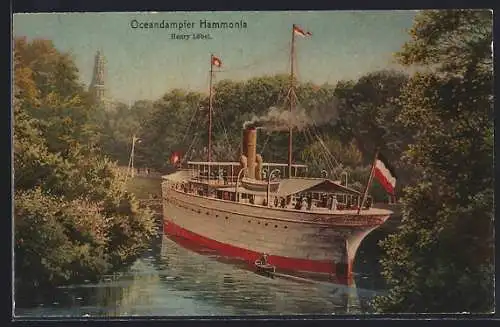 AK Hamburg, 16. Deutsches Bundesschiessen 1909, Oceandampfer Hammonia H. Löbel