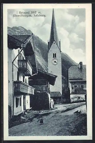 AK Krimml, Ortsansicht mit Kirche