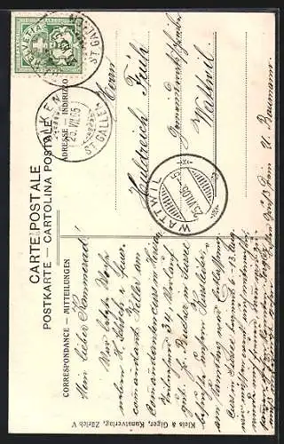 AK Herisau, Krankenhaus, Postegebäude, Tonhalle, Obstmarkt mit Kirche