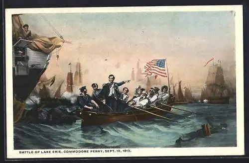 Künstler-AK Battle of Lake Erie, Commodore Perry, 1813