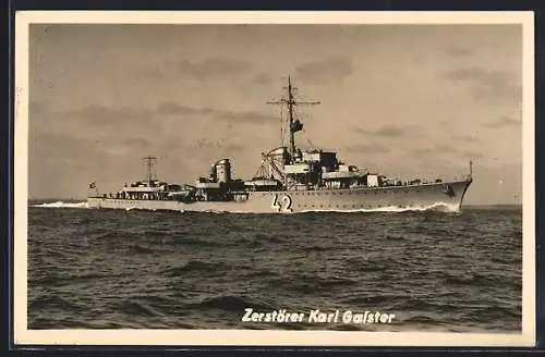 AK Zerstörer Karl Galster der Kriegsmarine