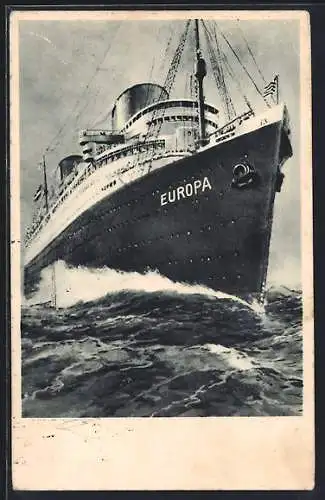 AK Passagierschiff Europa auf grosser Fahrt, Norddeutscher Lloyd Bremen