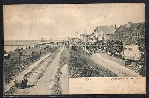 AK Büsum, Damenstrand mit Wartburg