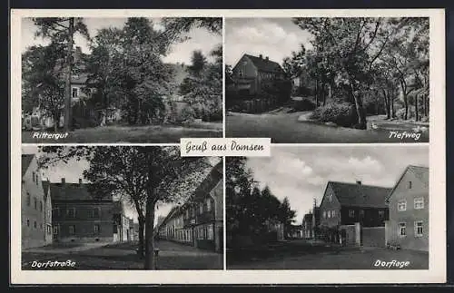 AK Domsen, Rittergut, Dorfstrasse, Tiefweg