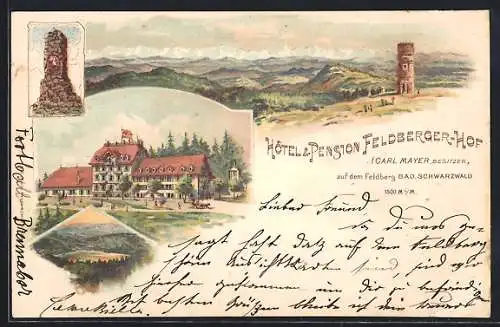 Lithographie Feldberg / Schwarzwald, Hotel und Pension Feldberger-Hof