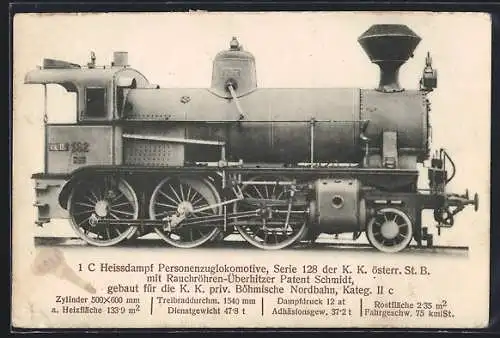 AK Personenzuglokomotive Serie 128 der K. K. österr. St. B.