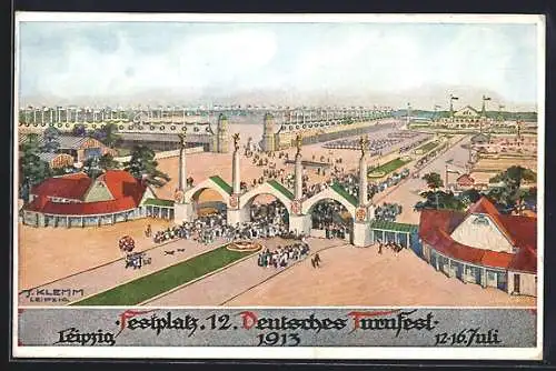 AK Leipzig, 12. Deutsches Turnfest 1913, Sportler und Besucher auf dem Festplatz