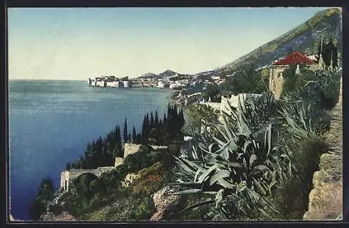 AK Dubrovnik /Ragusa, Panorama von der Anhöhe aus