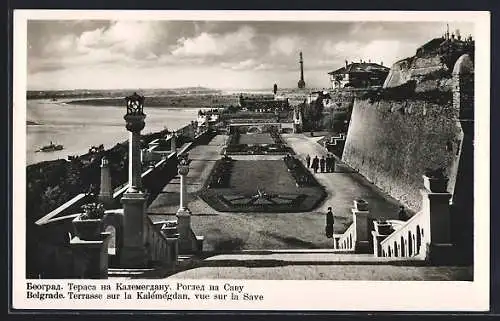 AK Belgrad, Terrase sur la Kalémégdan, vue sur la Save