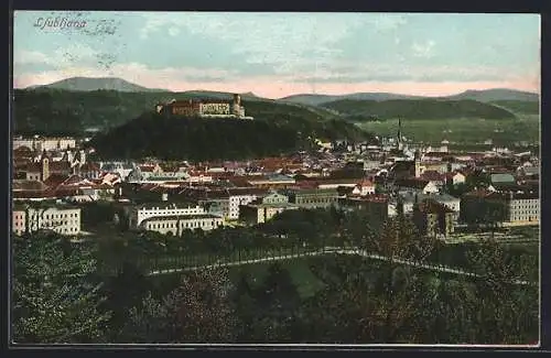 AK Ljubljana, Stadtpanorama mit Burg