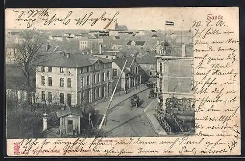 AK Sande / Bergedorf, Panorama mit Gasthaus Holsteinischer Hof