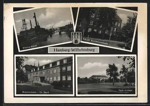 AK Hamburg-Wilhelmsburg, Krankenhaus Gr. Sand, Schule Bonifatiusstrasse, Vering-Kanal