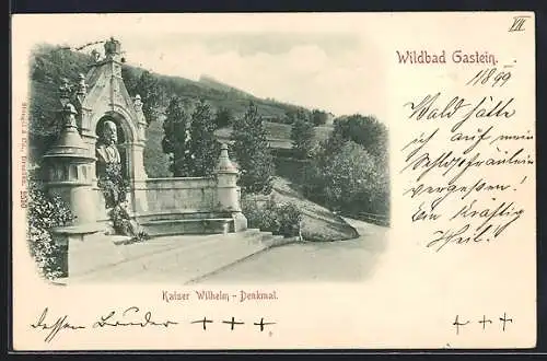 AK Wildbad Gastein, Blick aufs Kaiser Wilhelm-Denkmal