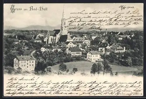 AK Bad-Hall, Panorama mit Kirche